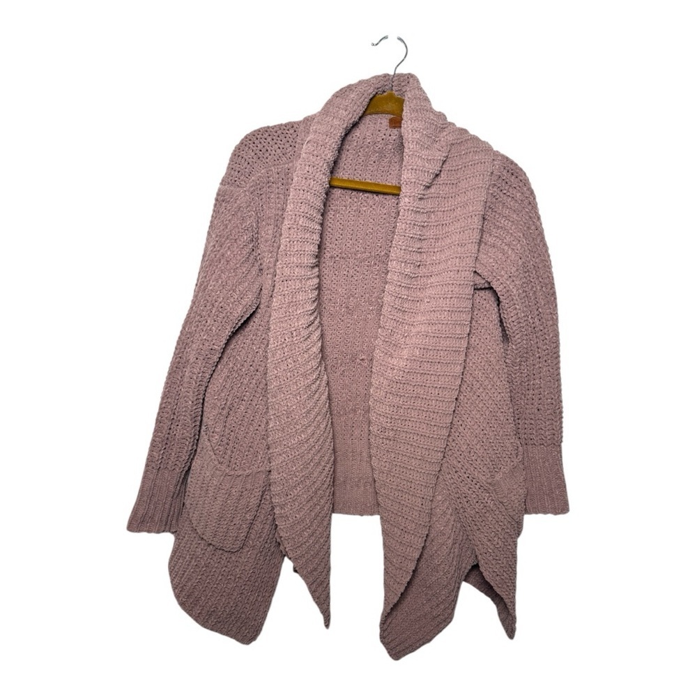 POL Dusty Rose Open Front Chunky Knit Cardigan